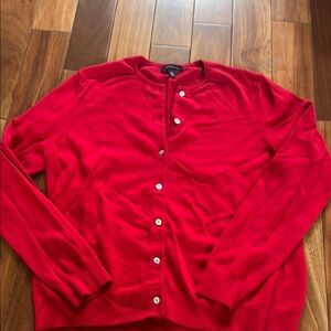 Red Button-Up Cardigan Land’s End